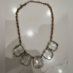 J. Crew Chic Gold and Clear Statement Necklace